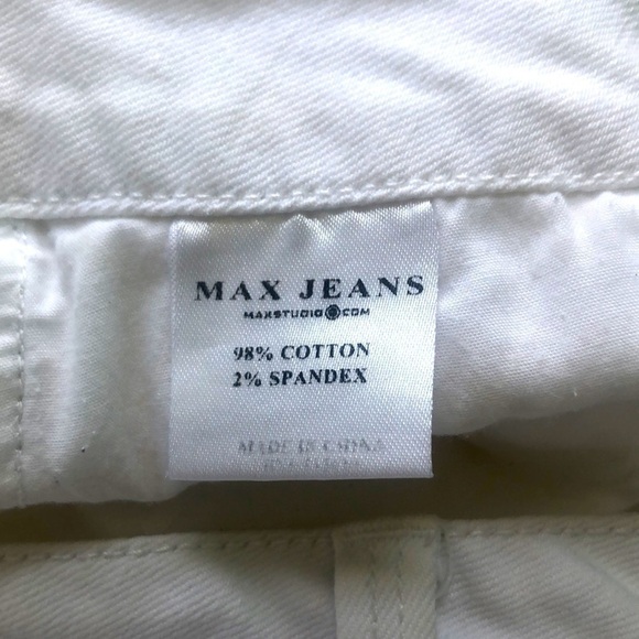 Max Jeans Distressed White Denim Stretch Bermuda Shorts Size 4 - Picture 3 of 7